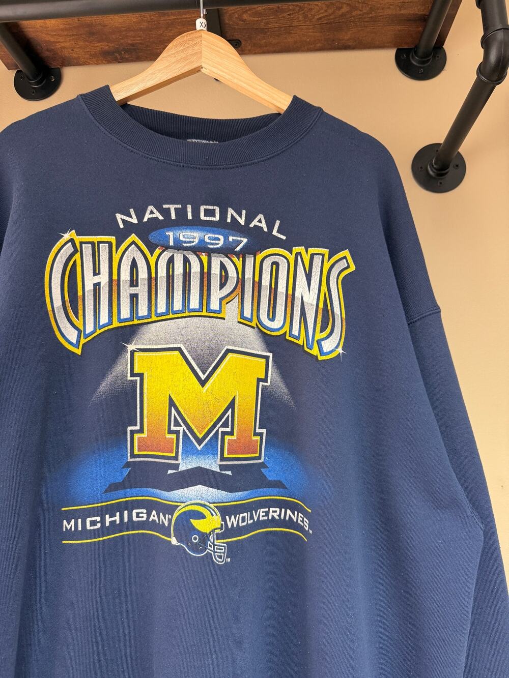 1997 Michigan National Champs 90s Vintage Pro Player College Crewneck Foootball